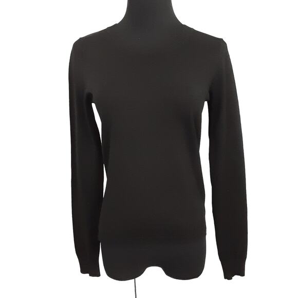 August Silk Black Crewneck Sweater Silk Blend Long Sleeve Womens S Quiet Luxury - Picture 1 of 10